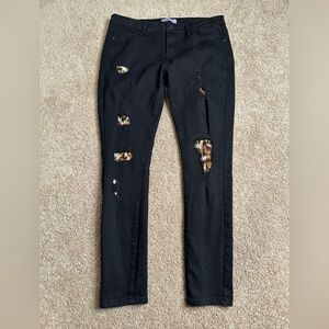 Judy Blue Black Leopard‎ Patch Jeans
